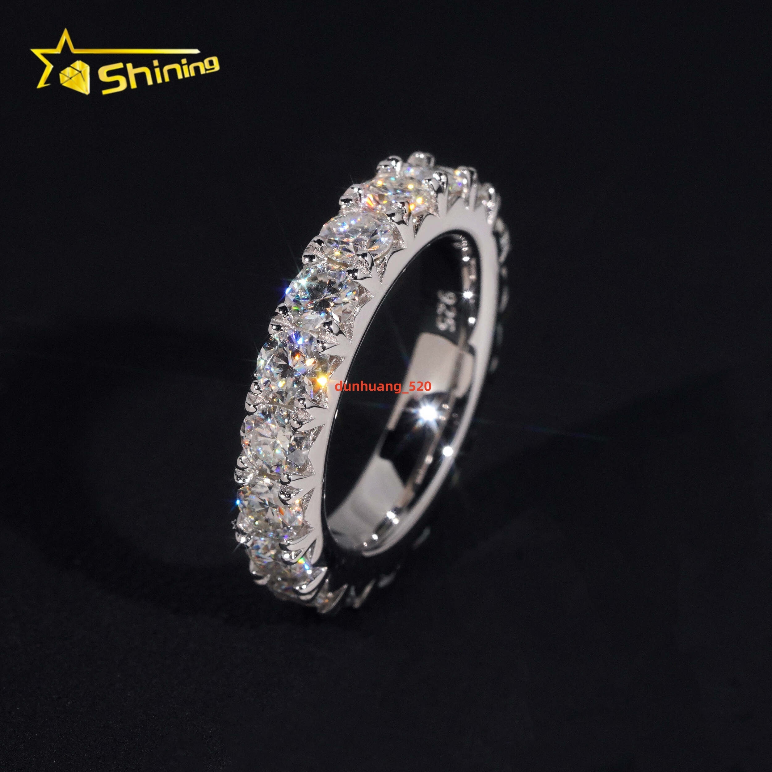 Pass Diamond Tester Silver 925 Vvs Moissanite Lab Diamond Hip Hop Iced Out Jewelry Band Ring