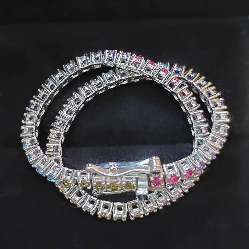 Hot Selling 2mm Width CZ Tennis Chain Bracelet Women Men Iced Out Bling Rainbow Bracelet Jewelry