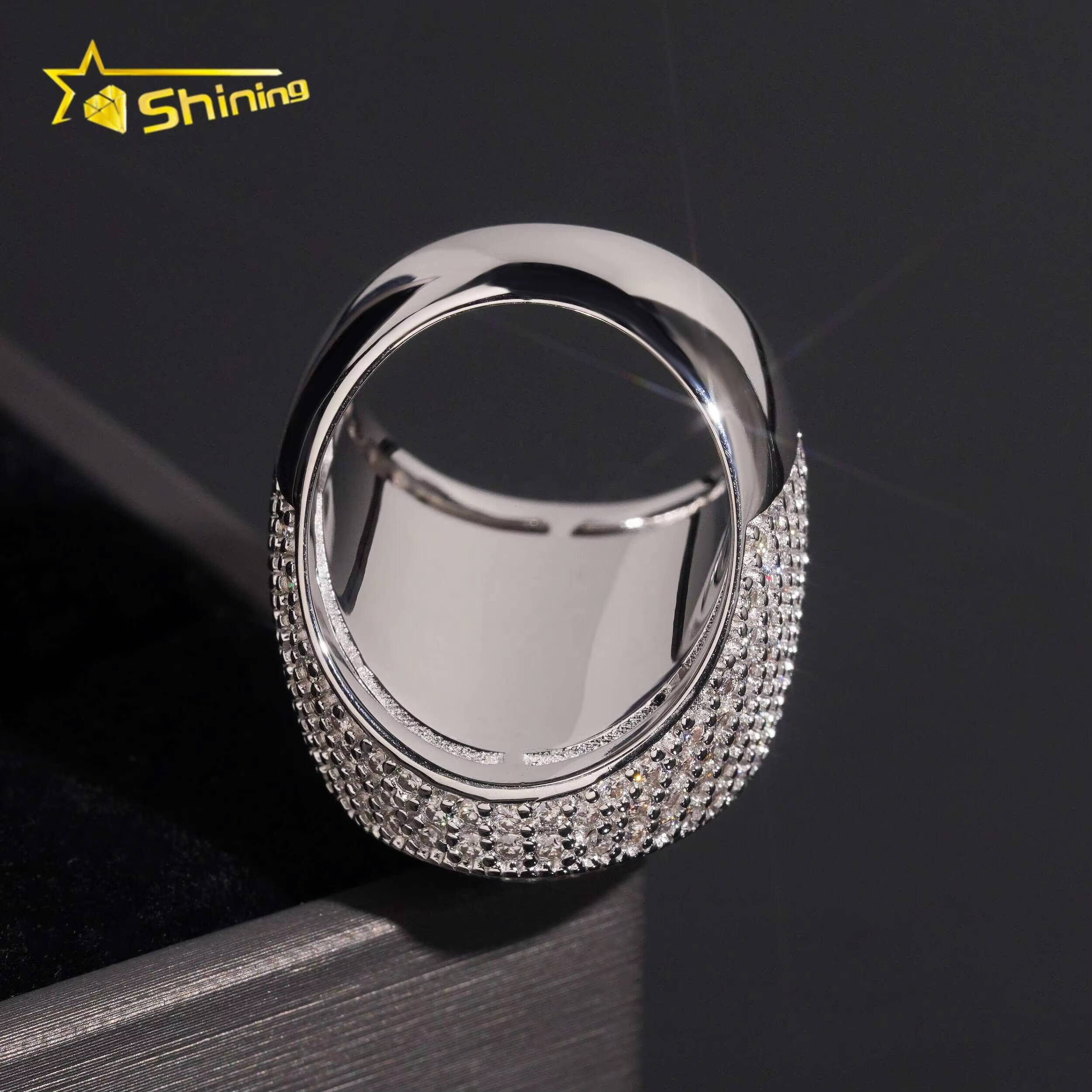 Fine Jewelry Iced Out Ready to Ship 925 Sterling Silver Moissanite Diamond Hip Hop Rings for Men