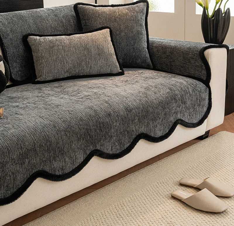HighEnd Thickened Chenille Sofa Cushion Luxury Solid Dustproof AntiSlip Cloth Towel Velvet Furniture Protection Slipcover C251028