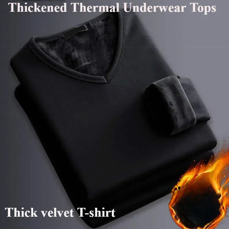 Winter Mens Longsleeved Thermal Underwear Plus Velvet Padded Tshirt Round Neck Slim Bottoming Shirt Mens Underwear 251027