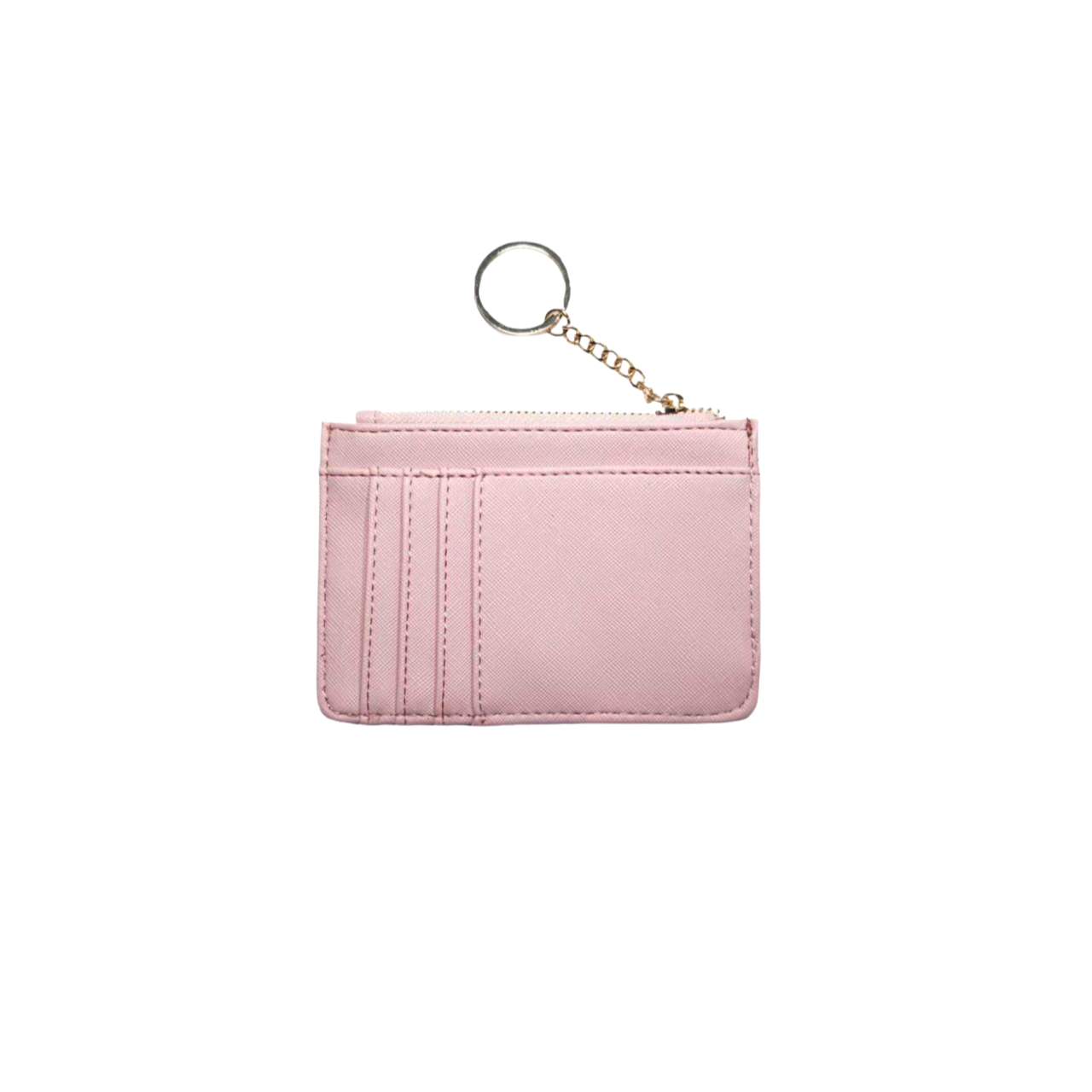 Wallets Women's Purple Saffiano Card Holder with Keychain - Mini Zipper Coin Purse, Multi-Card Slots Slim Wallet for Daily Essentials & Key Organ