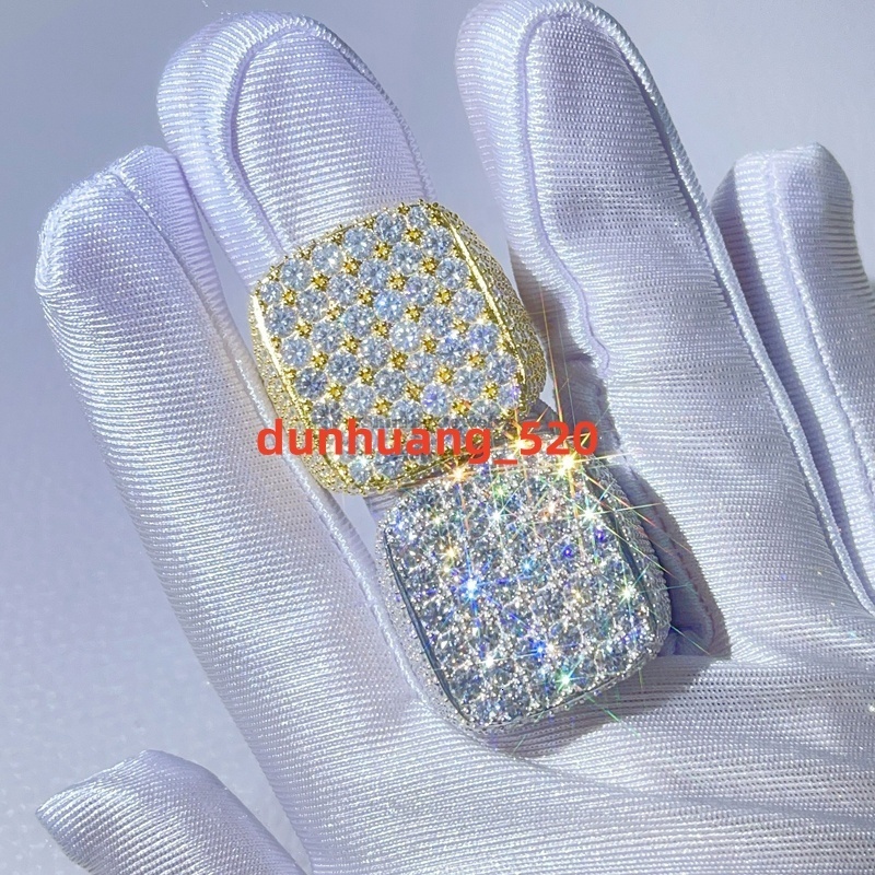 GRA Certificated Pass Diamond Tester Hip Hop Sterling Silver Moissanite Ring Men VVS