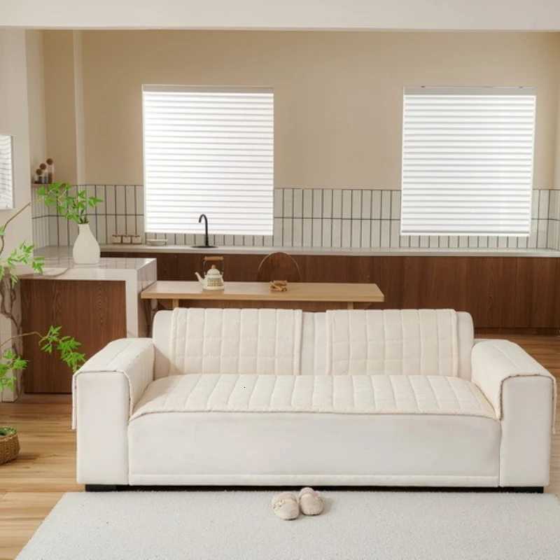 1pc Simple Solid Sofa Coversimple Style Thicken Plush Nonslip Sofa Slipcover Furniture Protector for Living Room Home C251028