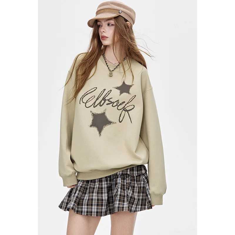 2025 Autumn New Arrivals Casual Oversize Star Print Crew Neck Sweatshirt Streetwear For Woman J251028