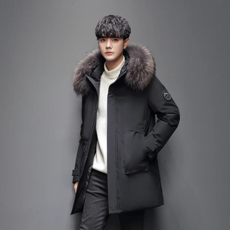 Mens Fashion Trend Windproof Warm Casual Fur Collar Feather Jacket Winter Highquality Comfortable Versatile Warm Down Jacket 251023