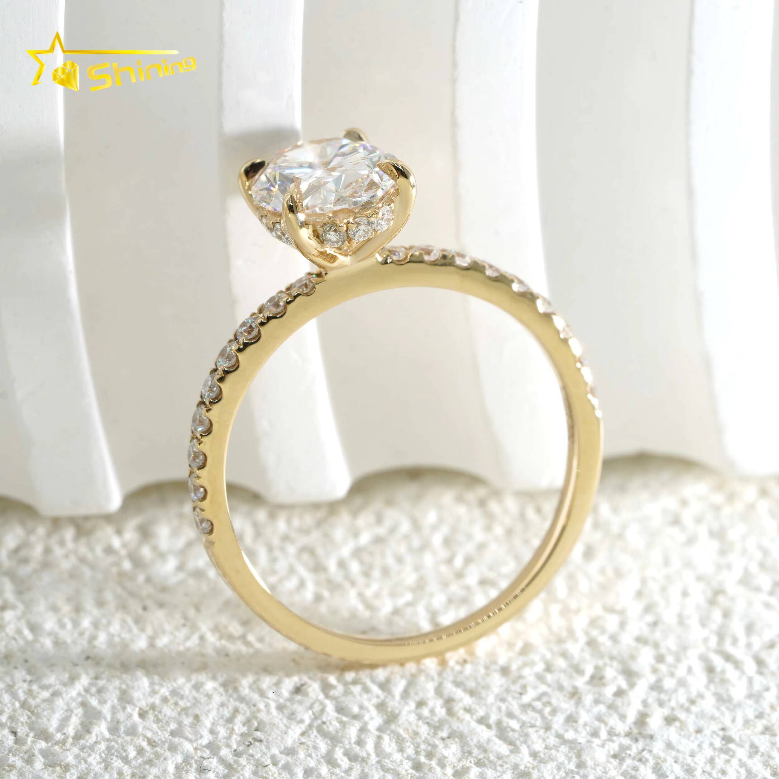 Oval Cut G VVS2 IGI Lab Grown Diamonds Engagement Rings Ready to Ship Fine Jewelry 14K Solid Yellow Gold Rings with Certificate