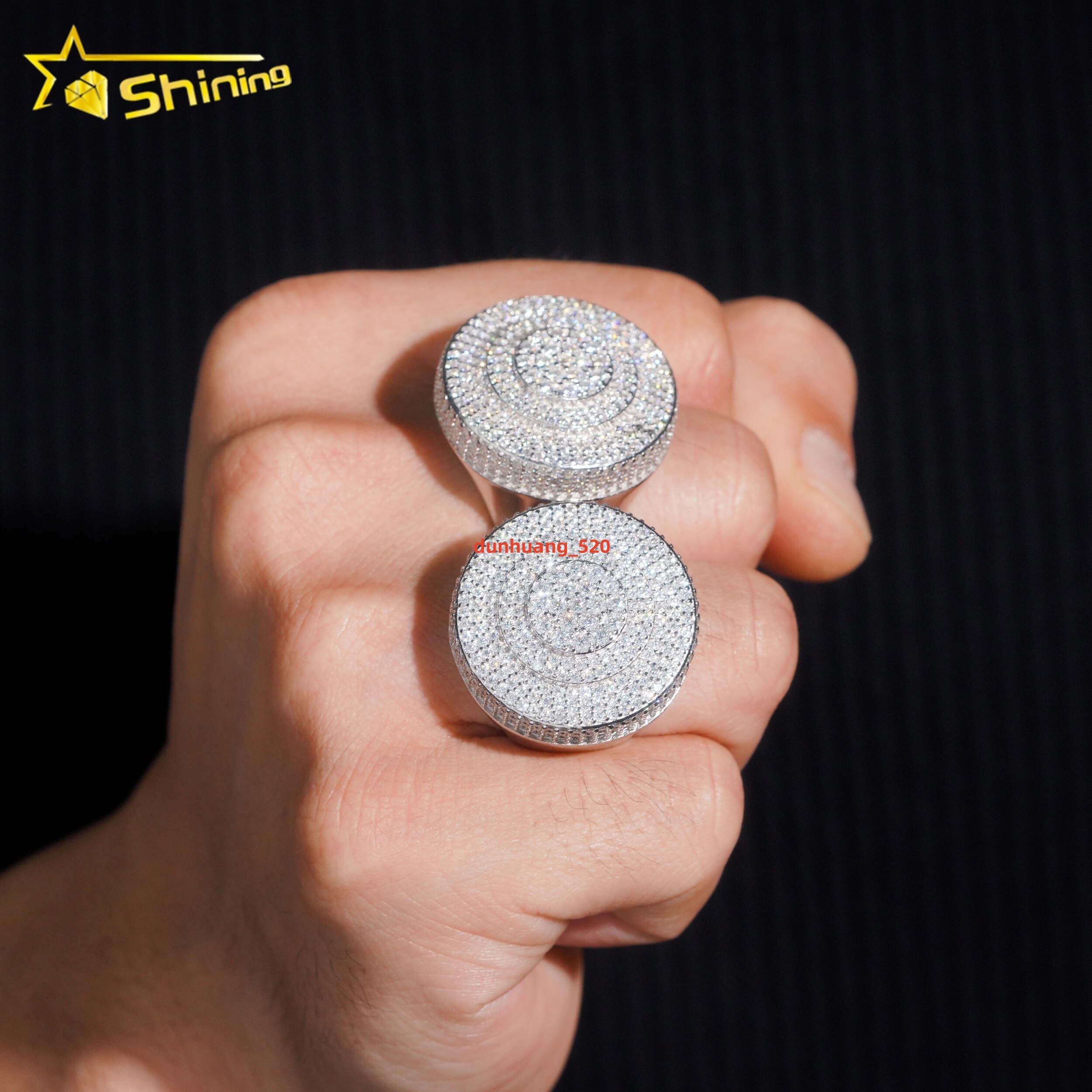 Wholesale Gold Plated Men Style Classic 925 Silver Ring Hip Hop Jewelry Style VVS Diamond Moissanite Mens Ring