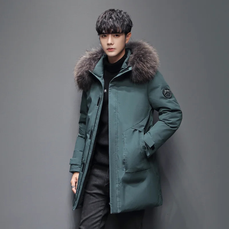 Mens Fashion Trend Windproof Warm Casual Fur Collar Feather Jacket Winter Highquality Comfortable Versatile Warm Down Jacket 251023