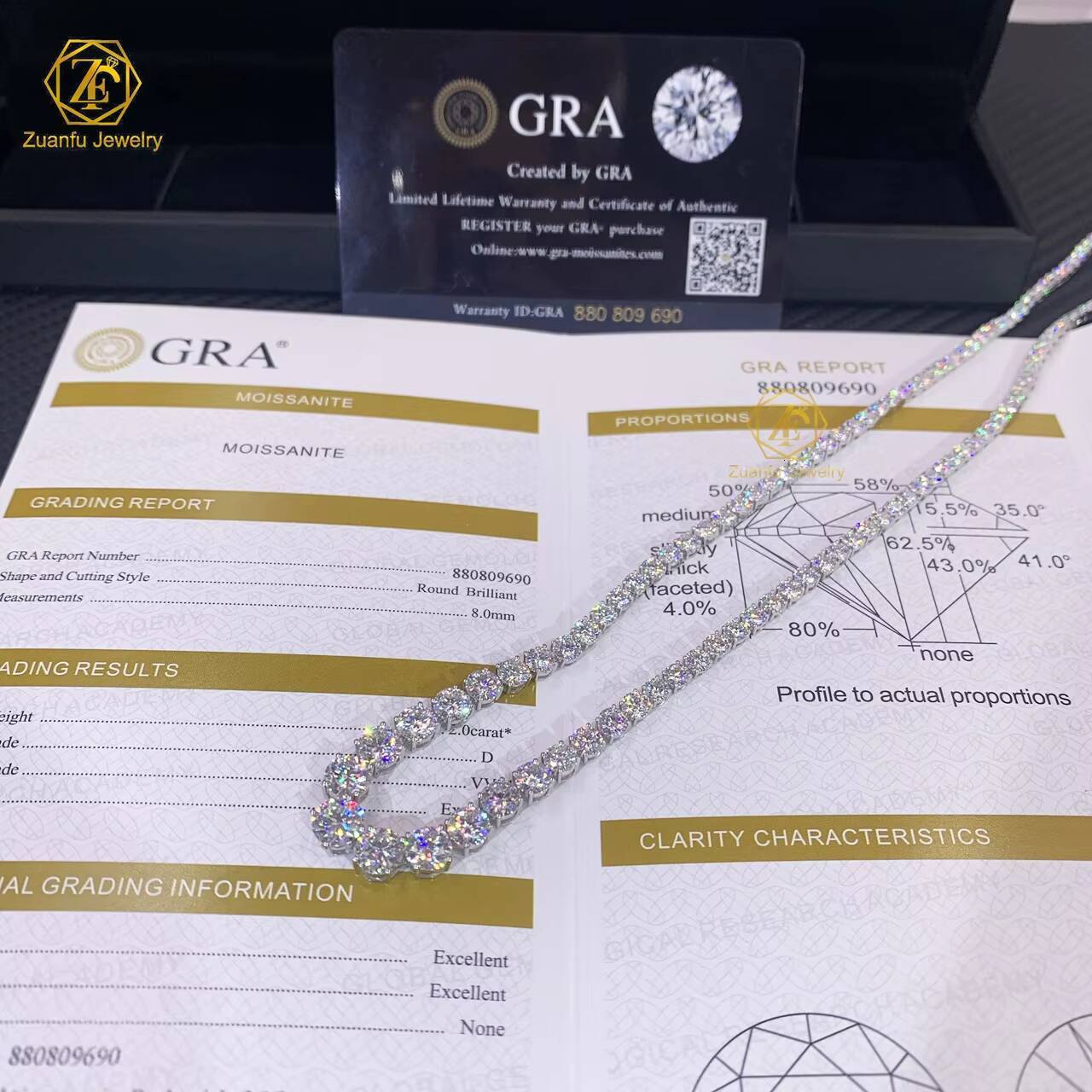 Factory Wholesale Price S925 Moissanite Diamond Tennis Necklace 2965mm Graduated VVS Chains Fine Necklaces