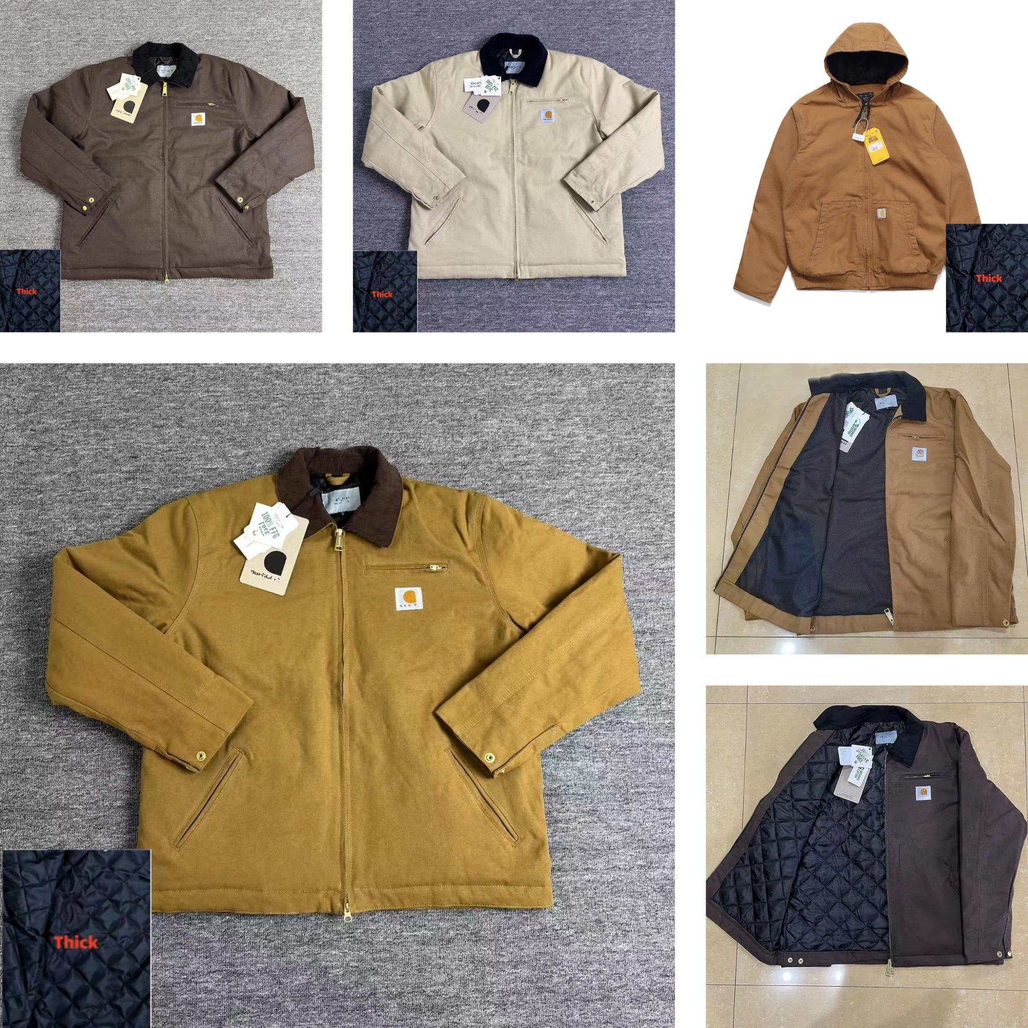 Designer Men's Jackets Heavyweight embroidery Thick Men Jacket Carharretshoddie top quality 100% cotton coat mesh lining work jackets EUR Size S-