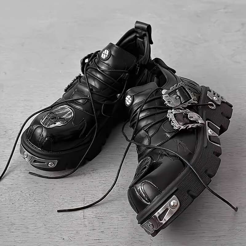 Men's Chunky Platform Boots - Synthetic Cover Upper, Rubber Sole, Lace-Up Ankle Support For Casual & Wear, All-Season Comfort, Party Modern Durab