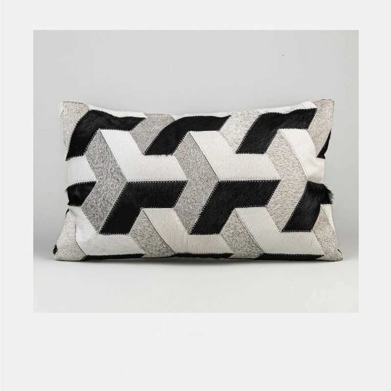 Pillow Case Light Luxury Leather Cushion Cover High End Model Room Black Genuine Leather case For Sofa Bed Living Room Home Hotel C251028