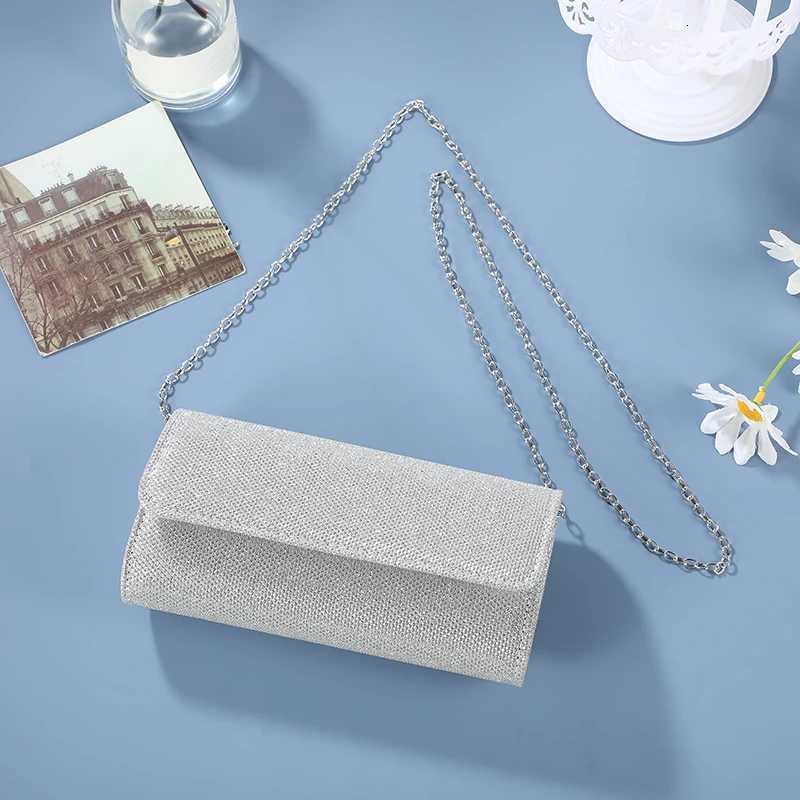 Female Shiny Evening Clutch Bag Square Shape Wedding Party Handbag with Bling Chain Underarm Phone Package H251027
