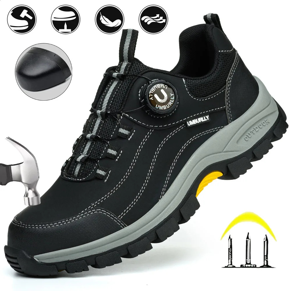 Mens Steel Head Safety Shoes Puncture And Smash Resistant Lightweight Sole Breathable Upper for Outdoor Workshop Work Shoes 251023