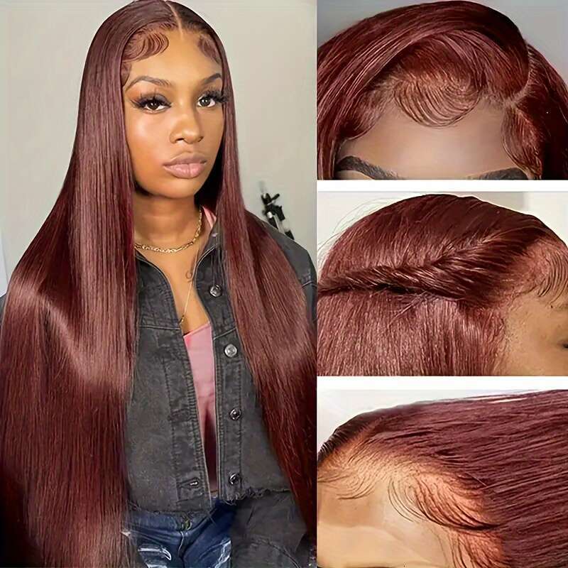 Fashions Reddish 13X4 Pre Plucked With Baby Hd Frontal For Women Red Brown Lace Front Wig Glueless Wigs Human Hair