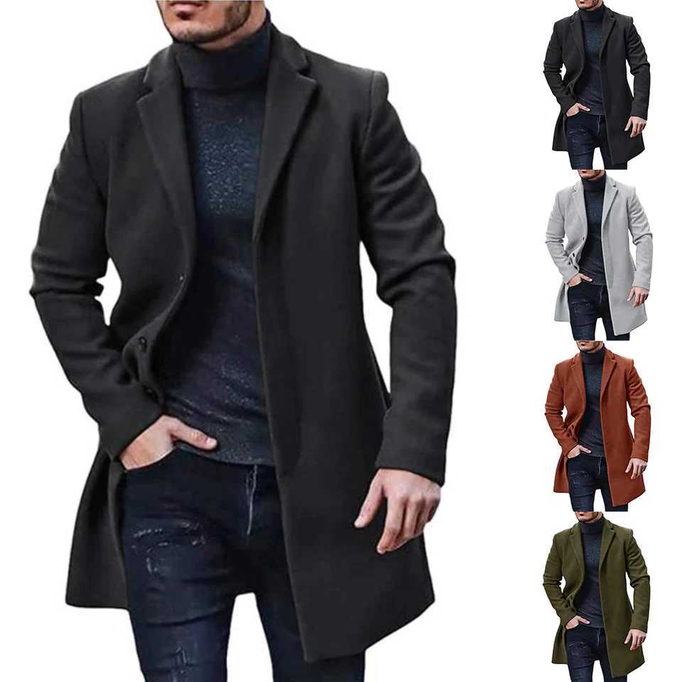 For Casual Outings Mens Winter Trench Coat Warm Trench Coat Winter Wear Autumn Wear Brand New Condition Polyester Fabric X2510281