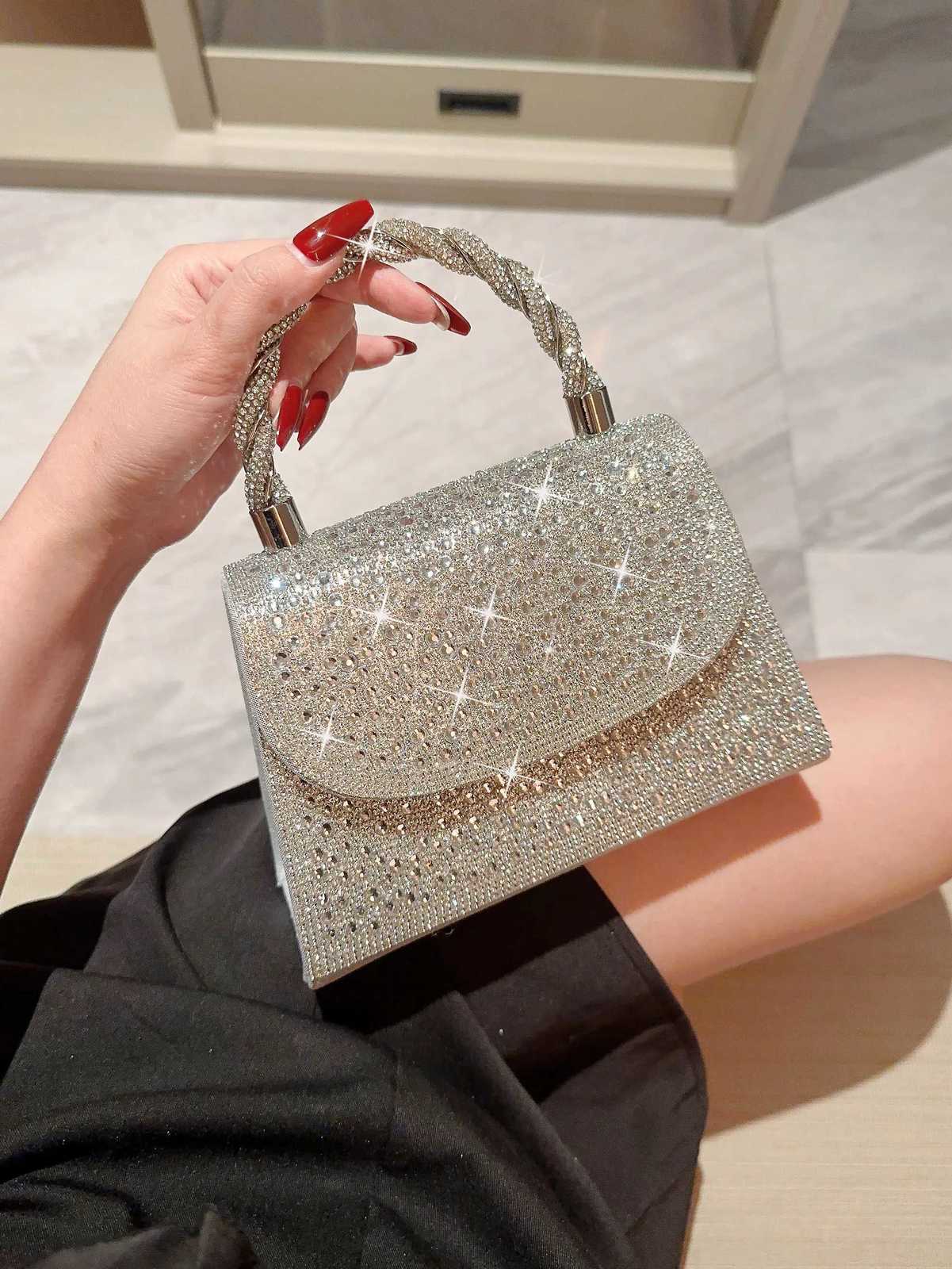 A Shiny Diamond Flap Evening Bag Handbag Romantic Wedding Bag Banquet Bag Evening Bag Party Bag Prom Bag Party Handbag Bridal Bag Chain Bag H251027