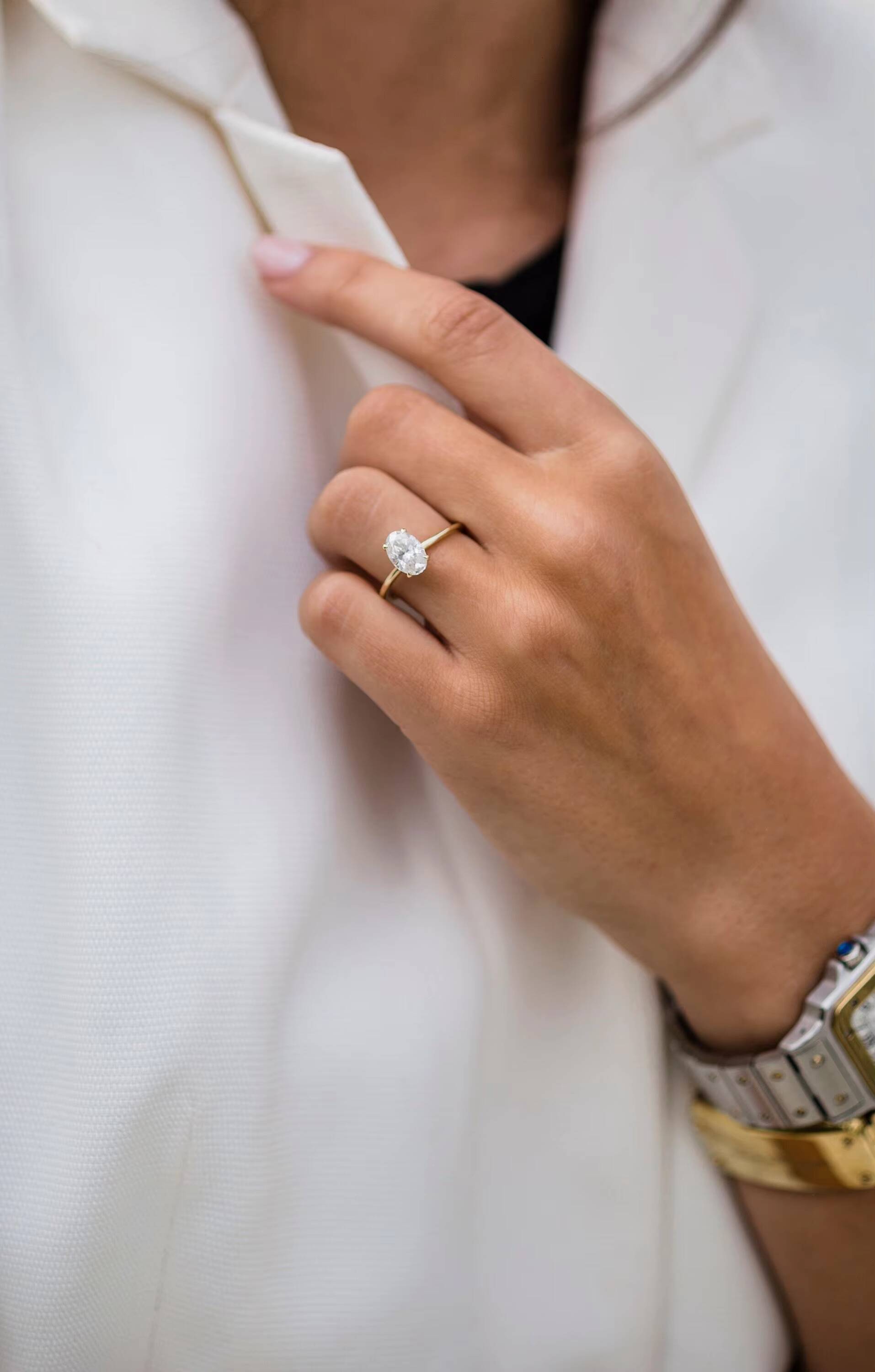 Custom 10K Yellow Gold Ring Jewelry D Color VVS Moissanite Wedding Ring