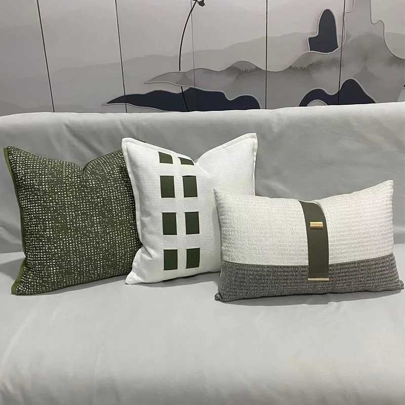 Pillow Case Nordic Light Luxury Green Cushion Cover Patchwork Embroidered case Modern Living Room Covers Decorative Design C251028