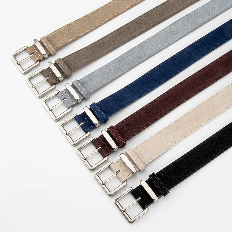 Vintage Belt Womens Premium Leather Suede Belt Jeans Dress Versatile Classic er Waistband 33cm 251024
