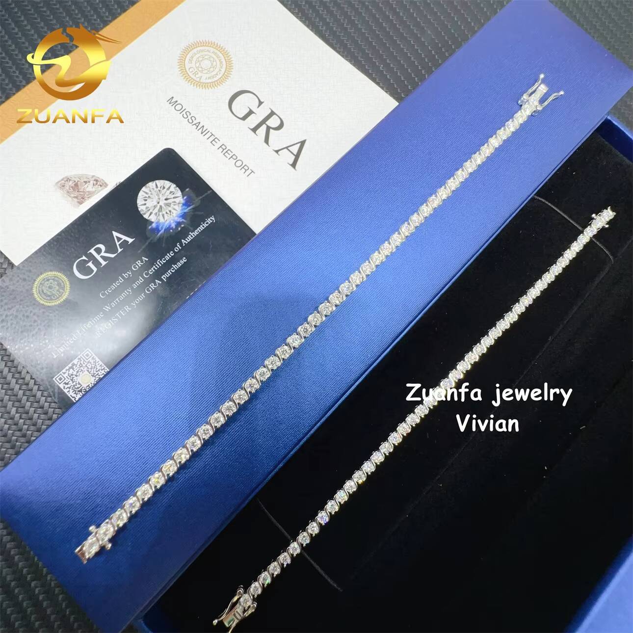 3mm VVS Moissanite Diamond Hip Hop Jewelry Iced Out 925 Sterling Silver Pass Diamond Tester Tennis Chain Bracelet