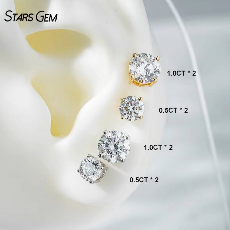 Starsgem 3ct per pair Round Brilliant Cut Lab Grown Diamond 14K Gold 5171mm Diamond Stud Earrings IGI Jewelry