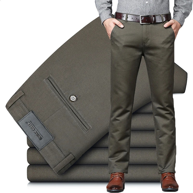 6 Colors Male Autumn Winter Casual Pants Chic Straight Formal Office Luxury Trousers Fashion Elastic Men Business Suit 251027