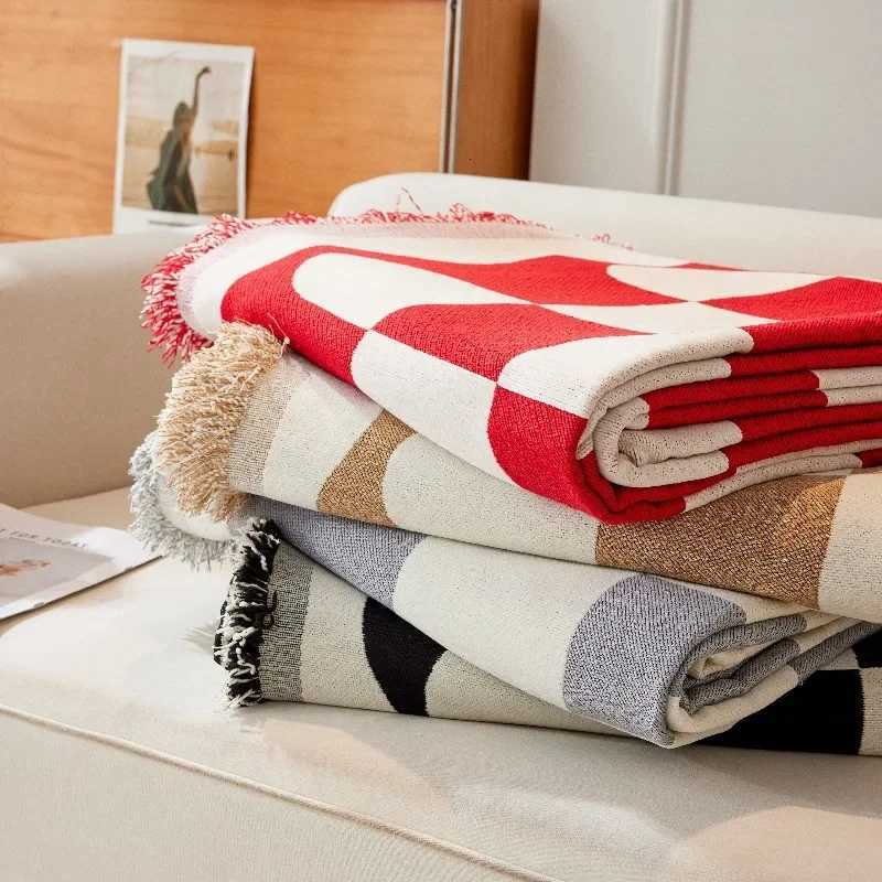 Black White Grid Sofa Cover Sofa Blanket Full Cover Universal Couch Towel With Tassels Home Decor Living Room Decor C251028