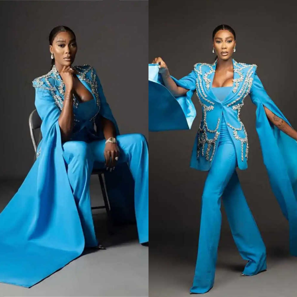 Luxury Suits For Women 2 Pieces Crystal Beadeds Pant Sets One Button Long Sleeve Customized Formal Party Wear