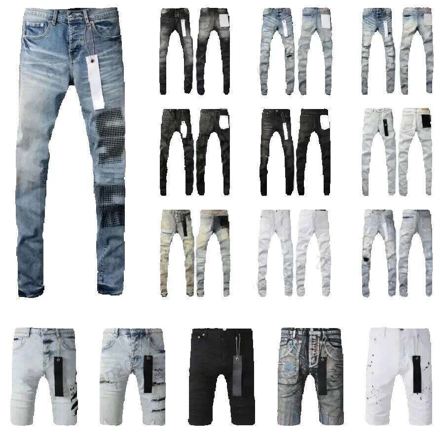 designer Mens Trousers Purples jeans for mens Denim Designer Jeans Men Black Pants High-end Quality Straight Retro Ripped Biker Jean Slim Fit Motorcycle Clothing