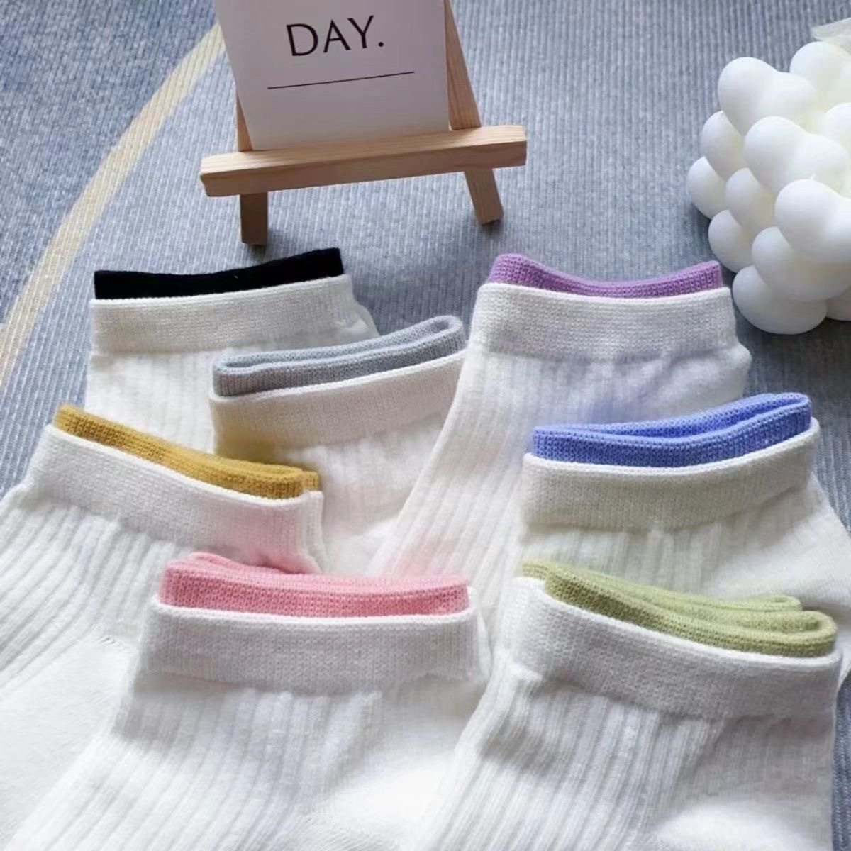 OC-David 511001 College Socks Women's Short Shallow Mouth Cute Short Tube Socks White Boat Socks Wholesale and Customization