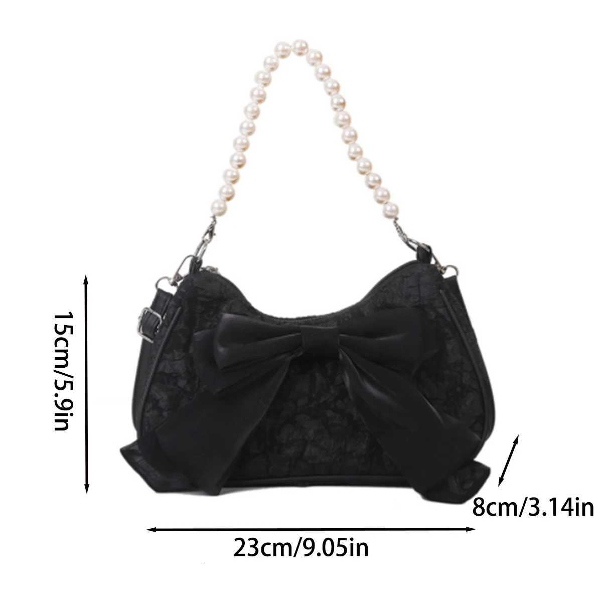 White folds pop retro bow bag Female Pearl handle New fashion pearl armpit shoulder crossbody bag 1 outfitW251028