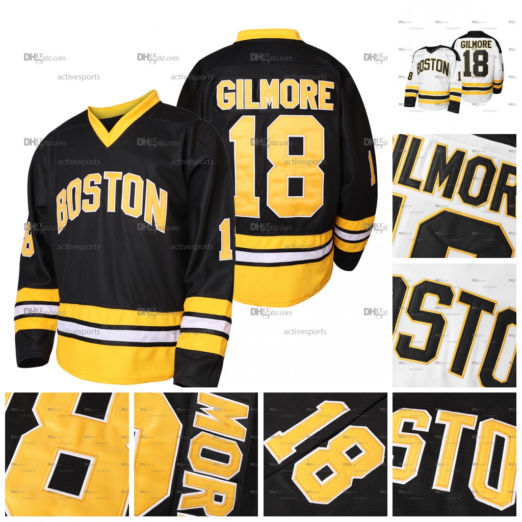 IN STOCK Mens 18 Happy Gilmore Black Adam Sandler 1996 Movie Hockey Jersey Double Stitched Name and Number