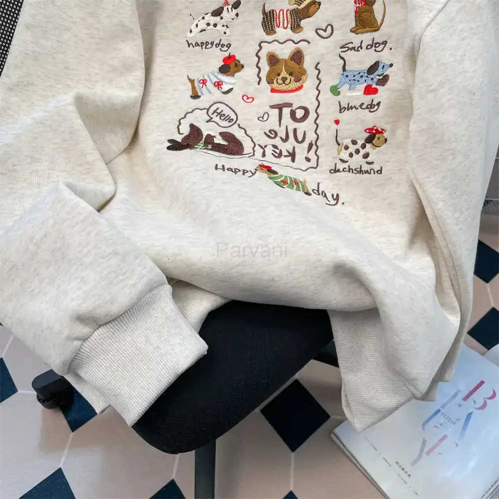 Sanrio Elegant Embroidered Doggies Open Cardigan Jacket Womens Autumn Winter New Style Super Cute Hoodie Cotton Thickened Coat L251028