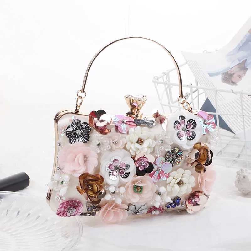 New Party Evening Handbag For Women Ladies Crossbody Shoulder Bag High quality handmade rhinestone party flower hand bags H251027