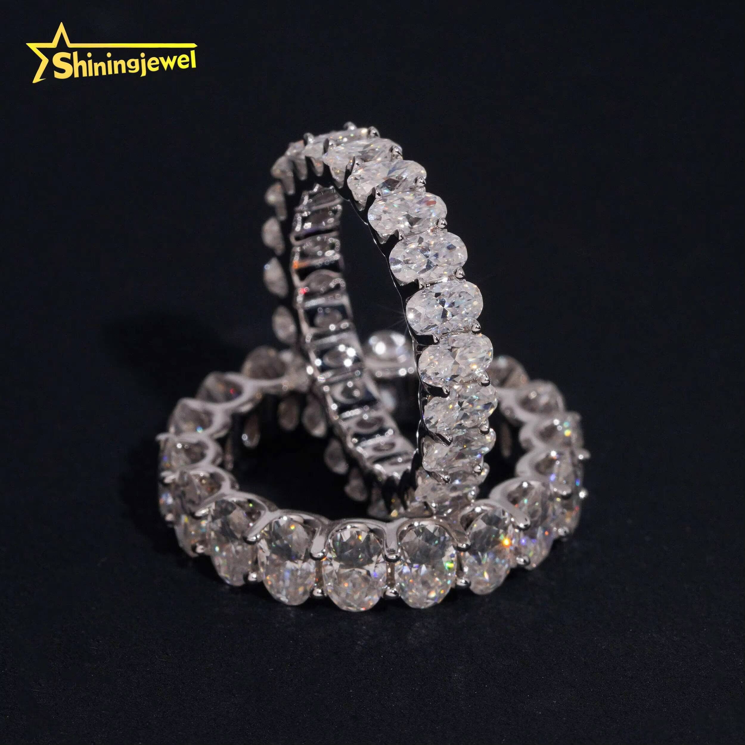 Luxury 925 Sterling Silver Full Oval 4x6 3x5 Moissanite Finger Ring Classic Wedding Engagement Fine Jewelry Gift for Women