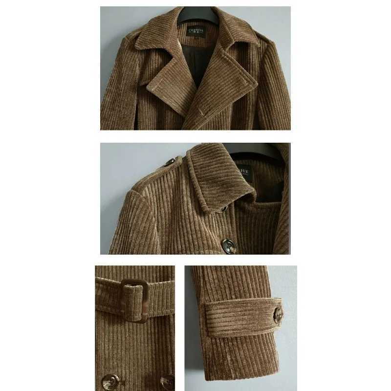 A Retro Corduroy Trench Coat for Men Midlength Spring Autumn New Doublebreasted Jacket Trendy Comfortable Bestseller for Men X251028