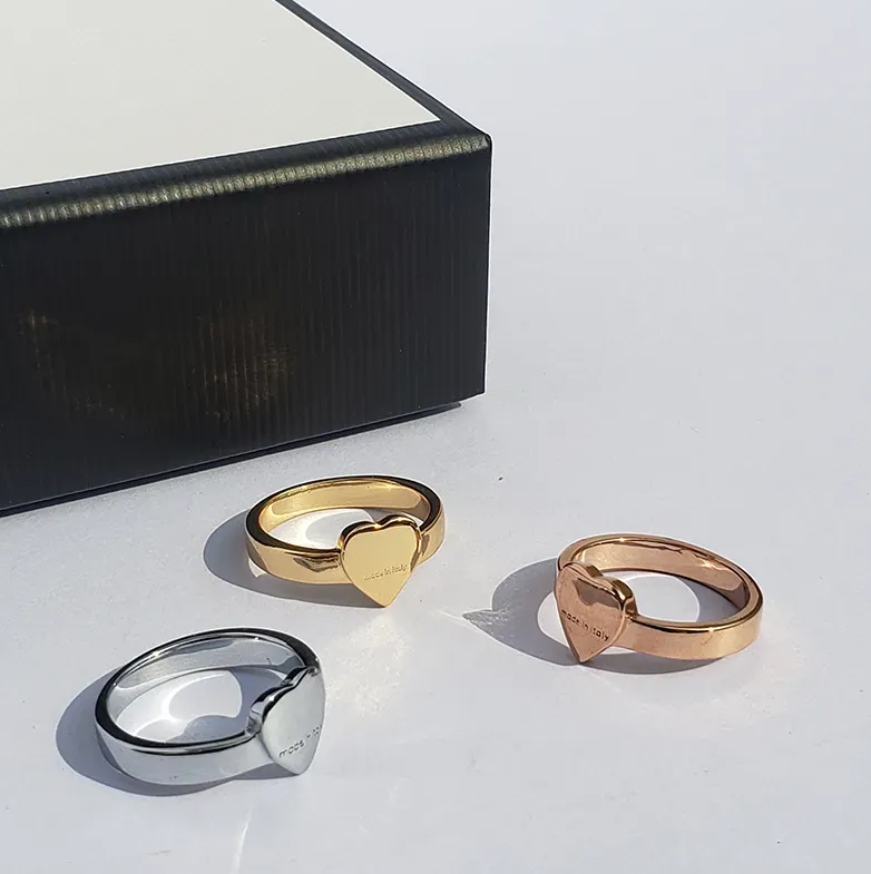 Designer Love Heart Band Rings for Men and Women Vintage Silver Jewelry Unisex Gold Stainless Steel Rose Gold Ring Wedding Engagement Gift heart ring
