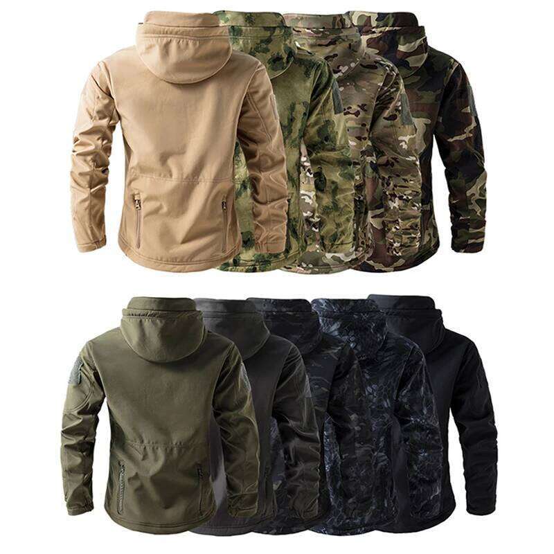 Shark Skin Soft Shell Tactical Men Winter New Waterproof Fleece Hooded Coat Hunt Clothes Outdoor Camouflage Jacket