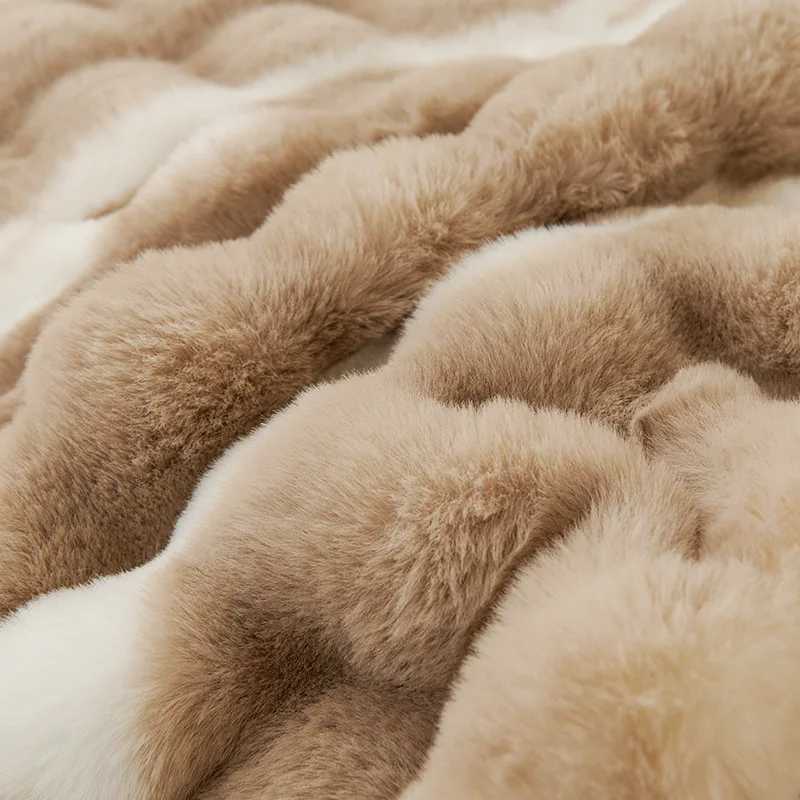 Irregular Gradient Rabbit Plush Sofa Cushion Winter Anti Slip Sofa Cover for Living Room Anti Cat Scratch EasyCare Seat Cushion C251028