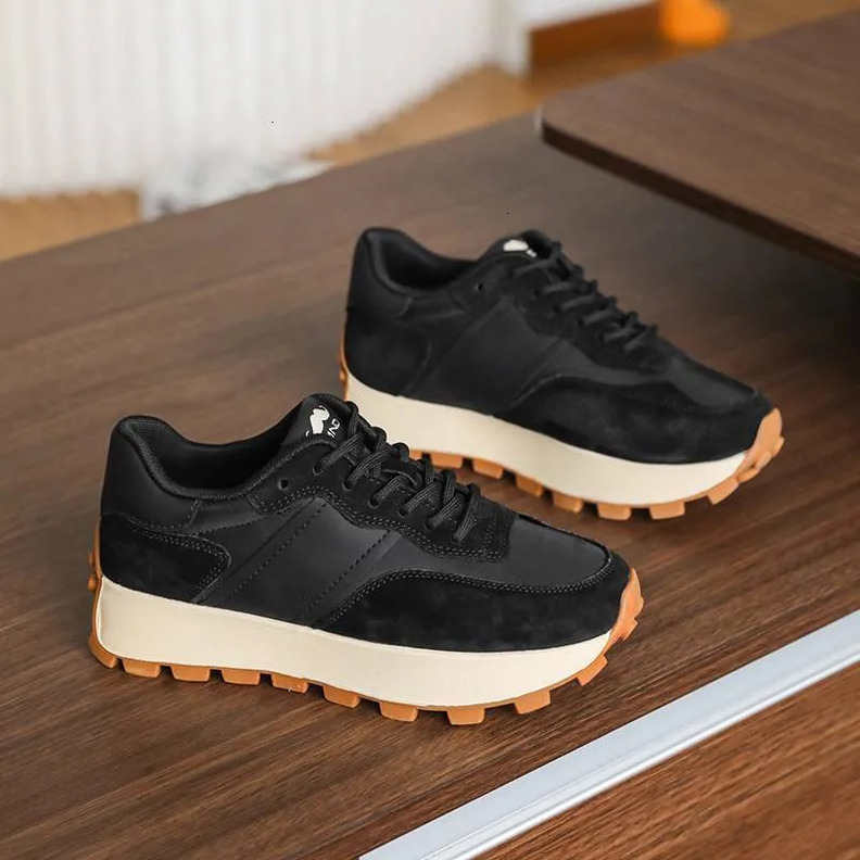 Mirinda Couple Forrest Gump Shoes Autumn Genuine Leather Thick-Soled Dad Sneakers Non-Slip Wear-Resistant Casual Shoes Men's & Women's Shoes