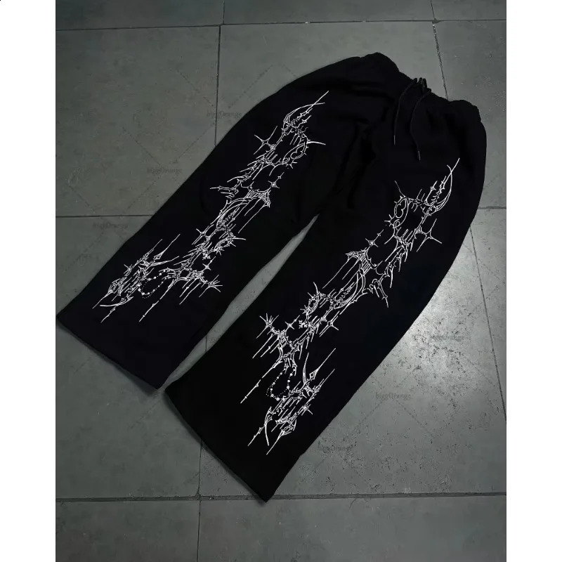 American Oversized Sweatpants Punk Harajuku Straight Wideleg Pants Men Fashion Striped Design Hiphop Street Clothing Casual 251027