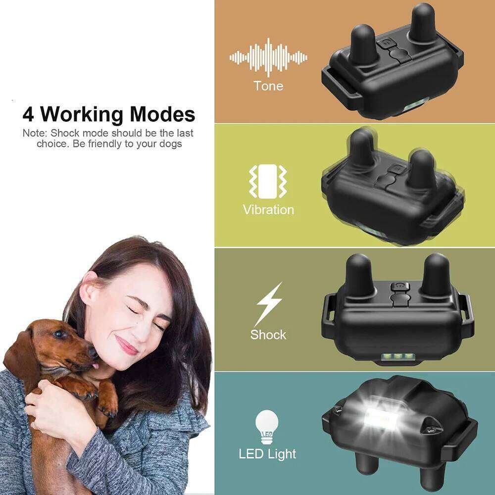 800m Electric Dog Training Detachable Bark Rechargeable Anti Barking Shock Vibration Reflective Collar for All Dogs Pet