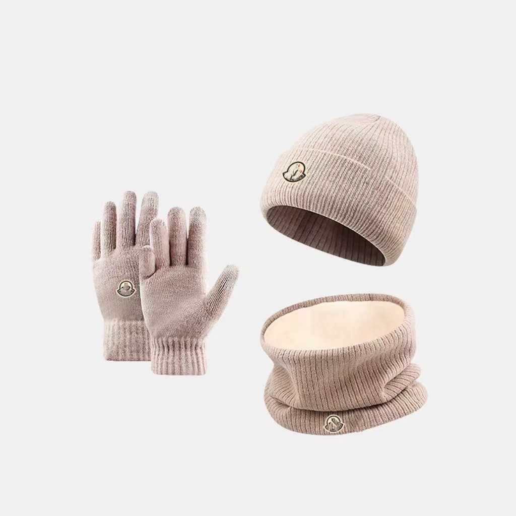 2024 New Winter Warm Knitted Wool Thickened Gloves Hat Scarf Threepiece Set H251028