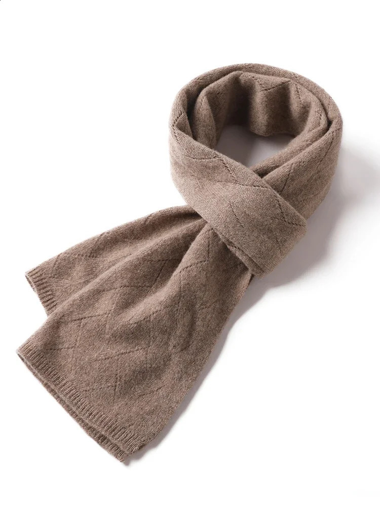 Soft NonIrritating 100 Wool Warm Knitted Scarf Diamond Openwork Light Pashmina Neck Warmer Solid Color Women Accessories 251027