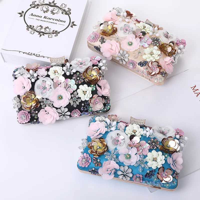 New Party Evening Handbag For Women Ladies Crossbody Shoulder Bag High quality handmade rhinestone party flower hand bags H251027
