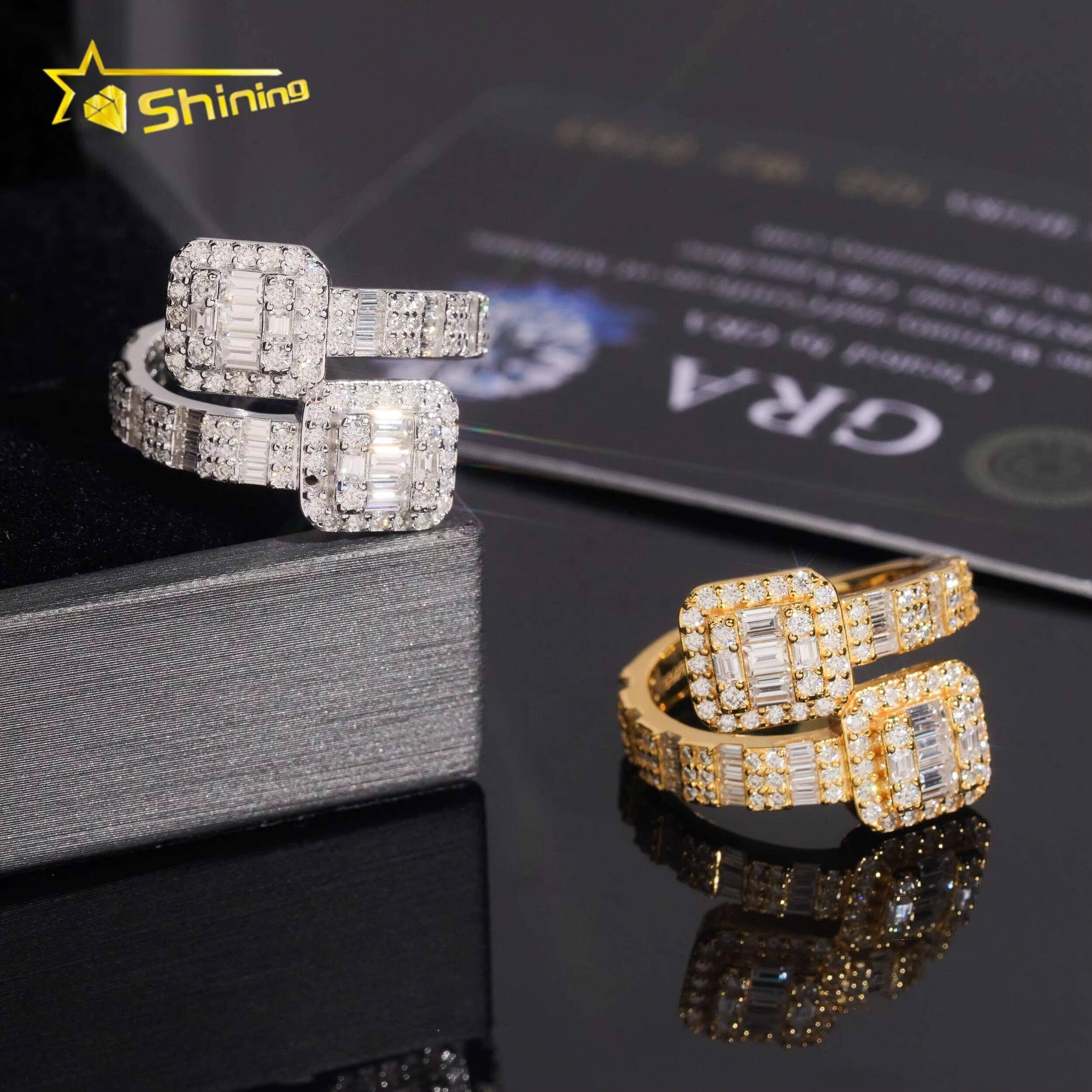 High Quality Iced Out Gold Plated Fashion Jewelry S925 VVS Moissanite Diamond Hip Hop Ring