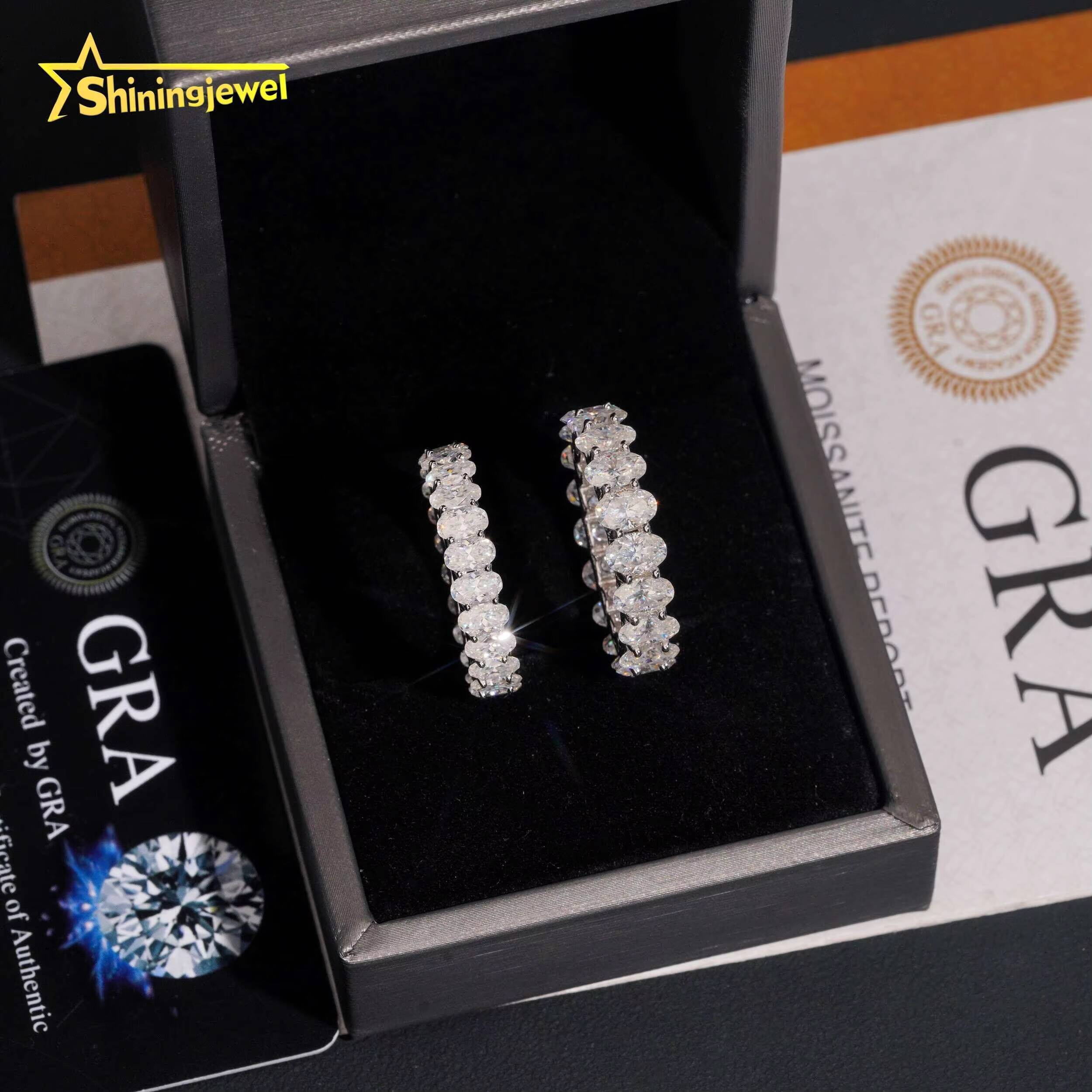 Luxury 925 Sterling Silver Full Oval 4x6 3x5 Moissanite Finger Ring Classic Wedding Engagement Fine Jewelry Gift for Women