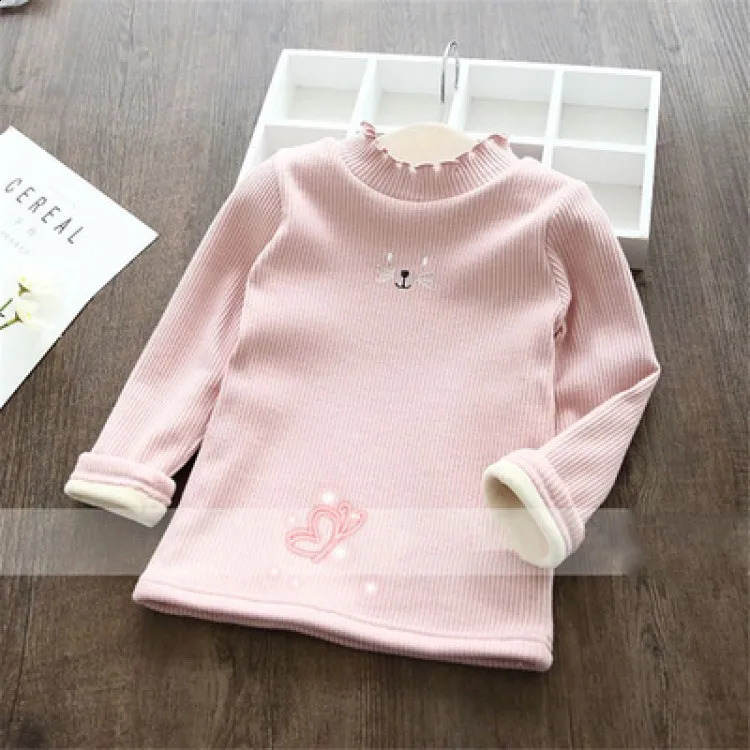 Fashion Girls Sweaters Winter Children Clothes Cartoon Kids Tops Warm Velvet Thick Kids Sweater Girls Outwear Sweater 251027
